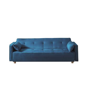 Canapé scandinave convertible 3 places en tissu bleu canard