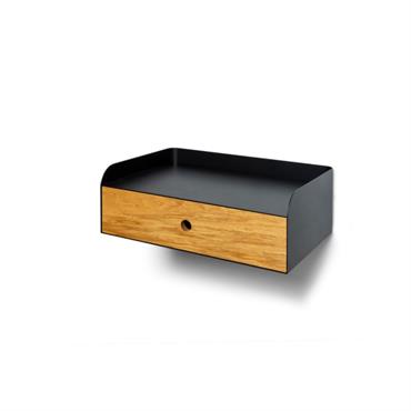 Table de chevet suspendue en chêne et métal noir