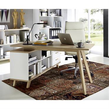 Bureau d'angle scandinave chêne/blanc