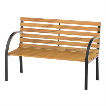 Banc de jardin 2 places style rural chic acier époxy bois lasuré
