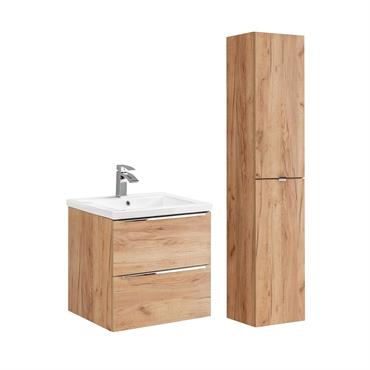 Ensemble meuble vasque encastrée colonne stratifiés beige
