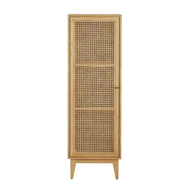 Cabinet de rangement 1 porte et rotin tressé
