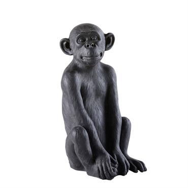 Déco de jardin singe en résine noire H56