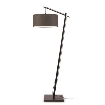 Lampadaire en bambou noir/lin H176cm