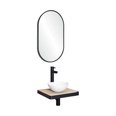 Meuble lave-mains  plan fin p-serviette face vasque blanche