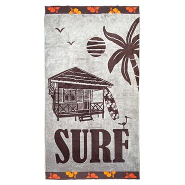 Serviette de plage éponge velours Jacquard Kabana 100x175 taupe