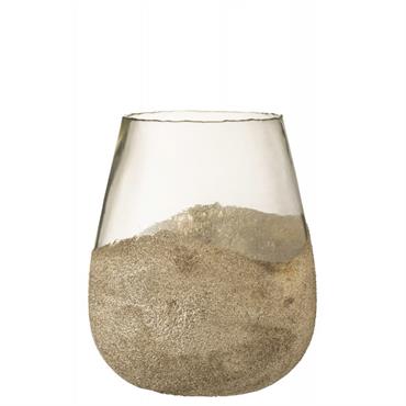 Photophore rond verre or H31cm