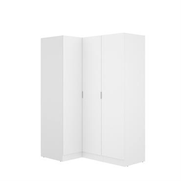 Armoire 3 portes effet bois blanc 195x91 cm