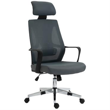 Chaise bureau ergonomique support lombaire nuque tissu Gris