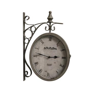 Horloge murale décorative double face vintage métal marron 48 cm