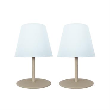 Set de 2 lampes de table Aluminium Crème H16CM