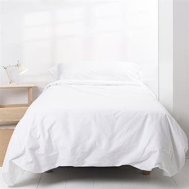 Parure housse de couette 2 pièces 100% Coton Blanc 155x220 cm