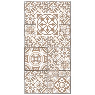 Tapis en vinyle hydraulique Talavera - Transformez votre espace avec le tapis en vinyle Talavera, disponible dans des tons élégants de bleu, marron et gris. Ce tapis se distingue par ...