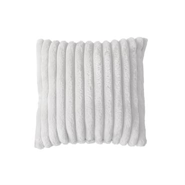 Coussin côtelé effet fourrure blanc 40x40cm