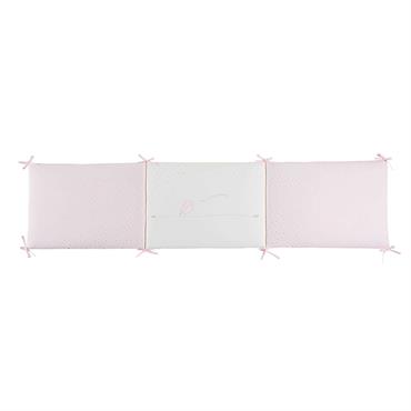 Tour de lit bébé en coton rose et blanc
