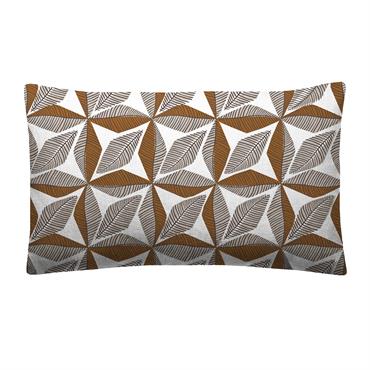 Housse de coussin bi matière en lin et coton 33x57cm Cuivre