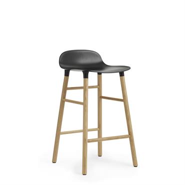 Tabouret de bar en chêne naturel et pp noir 65 cm