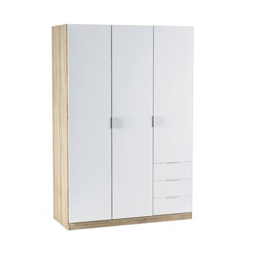 Armoire 3 portes effet bois beige