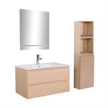 Meuble simple vasque 80cm décor chêne 
