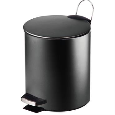 Poubelle salle de bain métal noir ronde 5L