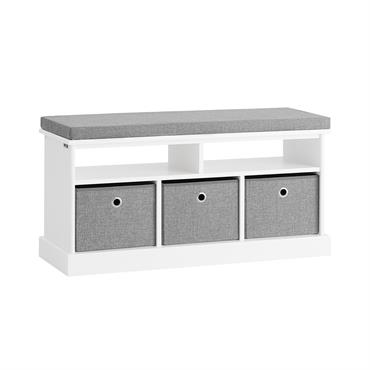 Banc de rangement effet bois blanc