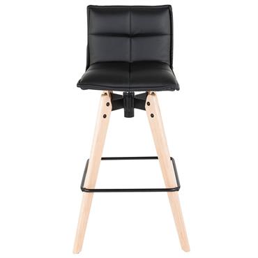 Chaise de bar noire toile imitation cuir