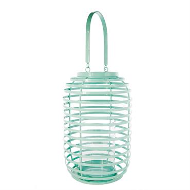 Lanterne décorative en fer bleu H28