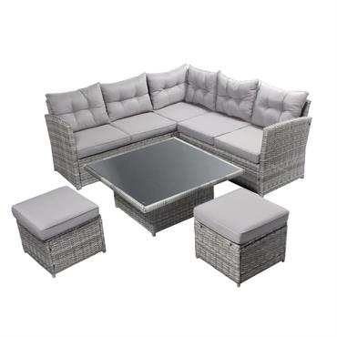 Salon de jardin 6 places gris