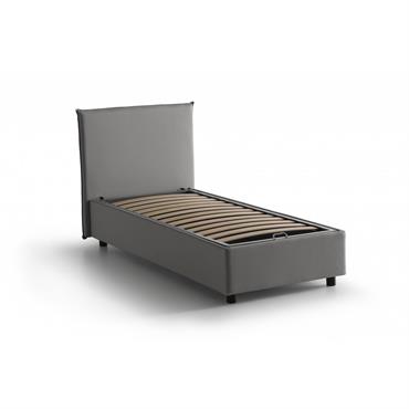 LIT DOUBLE - Lit coffre avec revêtement en tissu, 100% Made in Italy, Ouverture frontale, adapté pour matelas 140x190 cm, Gris.  STRUCTURE - La structure du lit double français ...