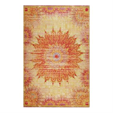 Tapis plat motif oriental vintage orangé 70x120