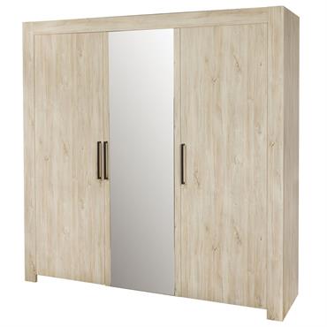 Armoire  3 portes 210cm aspect bois clair