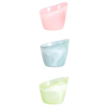 Set de 3 photophores décoratifs en verre rose et bleu D7