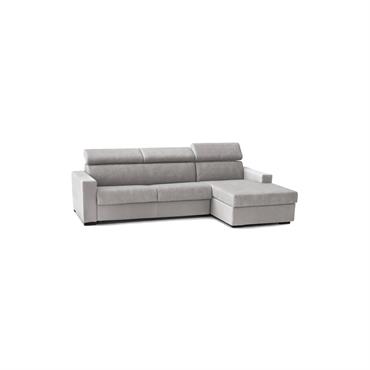 CANAPÉ FIXE - Canapé d'angle, 100% Made in Italy, Canapé de salon avec méridienne, en tissu rembourré - Péninsule de rangement droite, avec accoudoirs fins, 280x95h85 cm, Gris.  RÉSISTANCE ...
