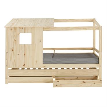 Lit cabane gigogne bois massif 90x200 cm