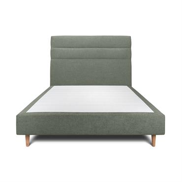 Lit avec tête de lit lignes tissu et sommier tapissier