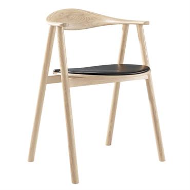 Chaise en chêne pigmenté blanc et cuir Swing - Bolia