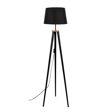 Lampadaire bois naturel et noir
