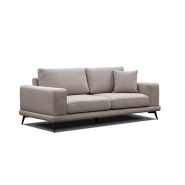 Canapé droit 3 places tissu marron clair