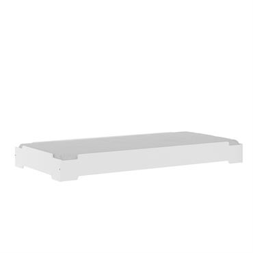 Pack lit empilable avec matelas bois massif blanc 90x190 cm