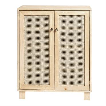 Meuble à chaussures avec portes en rotin couleur beige 120 cm
