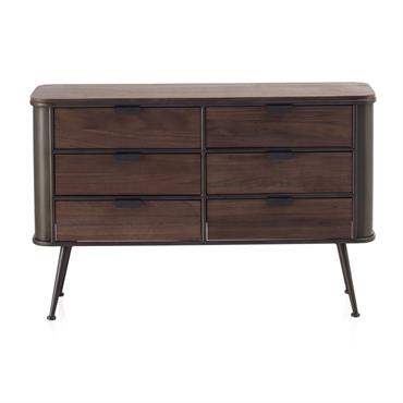 Commode en métal avec 6 tiroirs en sapin