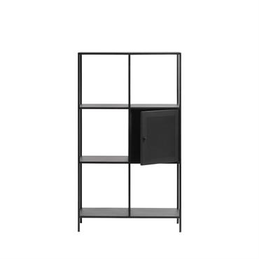 Bibliothèque 1 porte en métal noir 135cm