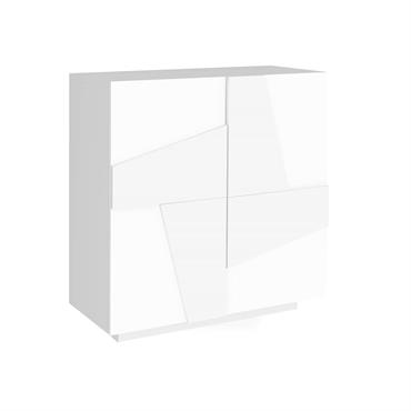 Meuble à chaussures effet bois blanc brillant 81x38 cm
