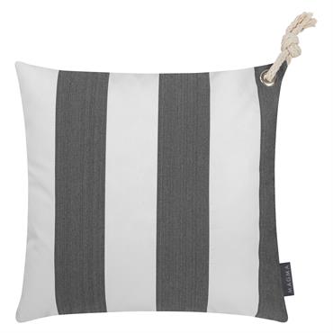 Housses de coussin rayées anthracite/blanc avec corde - Lot de 2-40x40