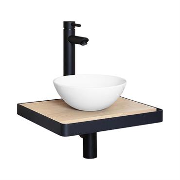 Meuble lave-mains  plan fin p-serviette face vasque blanche 