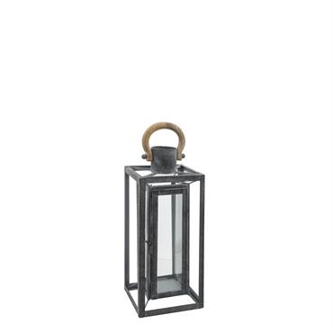 Lanterne décorative en verre gris H40