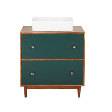 Donnez une touche exotique et moderne à votre salle de bains avec le meuble vasque et 2 tiroirs brun clair et vert IKAT.Doté de 2 tiroirs, d'une combinaison de couleurs ...