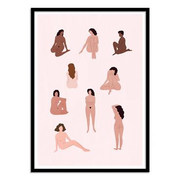 Affiche 50x70 cm et cadre noir - Naked ladies - Maja Tomljanovic