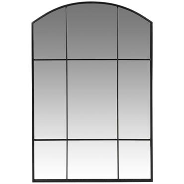 Miroir fenêtre rectangulaire arrondi en métal noir 60x90