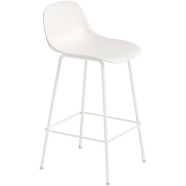 Chaise de bar 65 cm blanche piétement tubes Fiber - Muuto